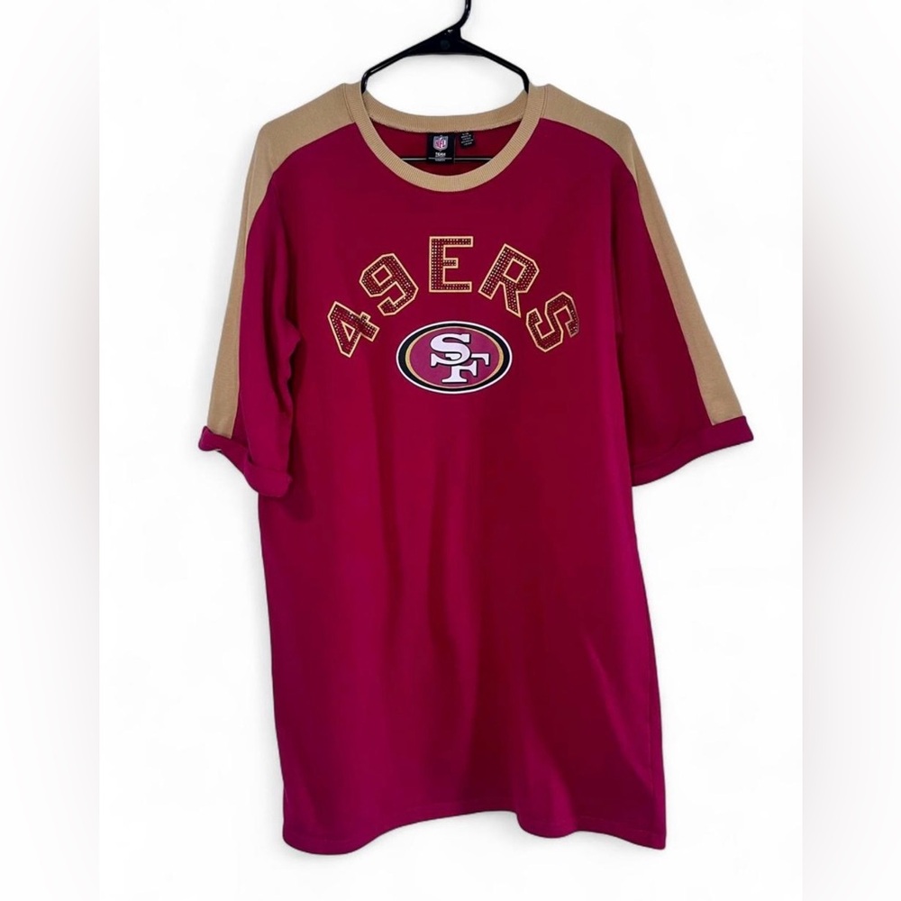 San Francisco 49ers NFL Team T-Shirt Dress Burgundy Gold Women’s Large Tee Dress